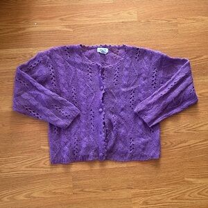 Purple Cable Knit Vintage Cardigan